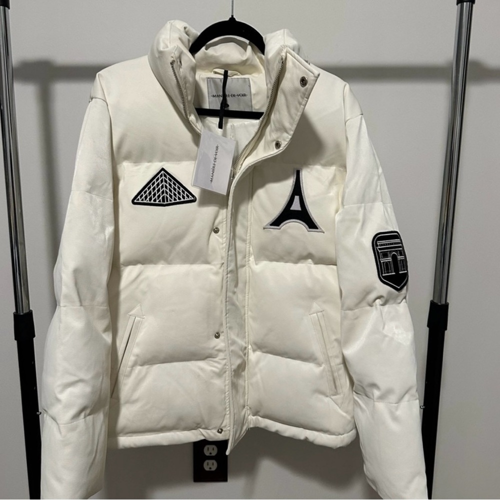 Maniere De Voir Mens Cream Puffer Jacket - Picture 2 of 3